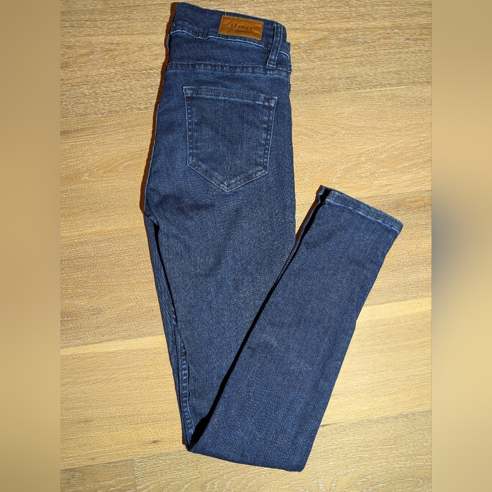 Sézane Le Slim Parfait High Rise Jeans – Dark Wash French Chic Denim | Size 25 - Picture 2 of 7